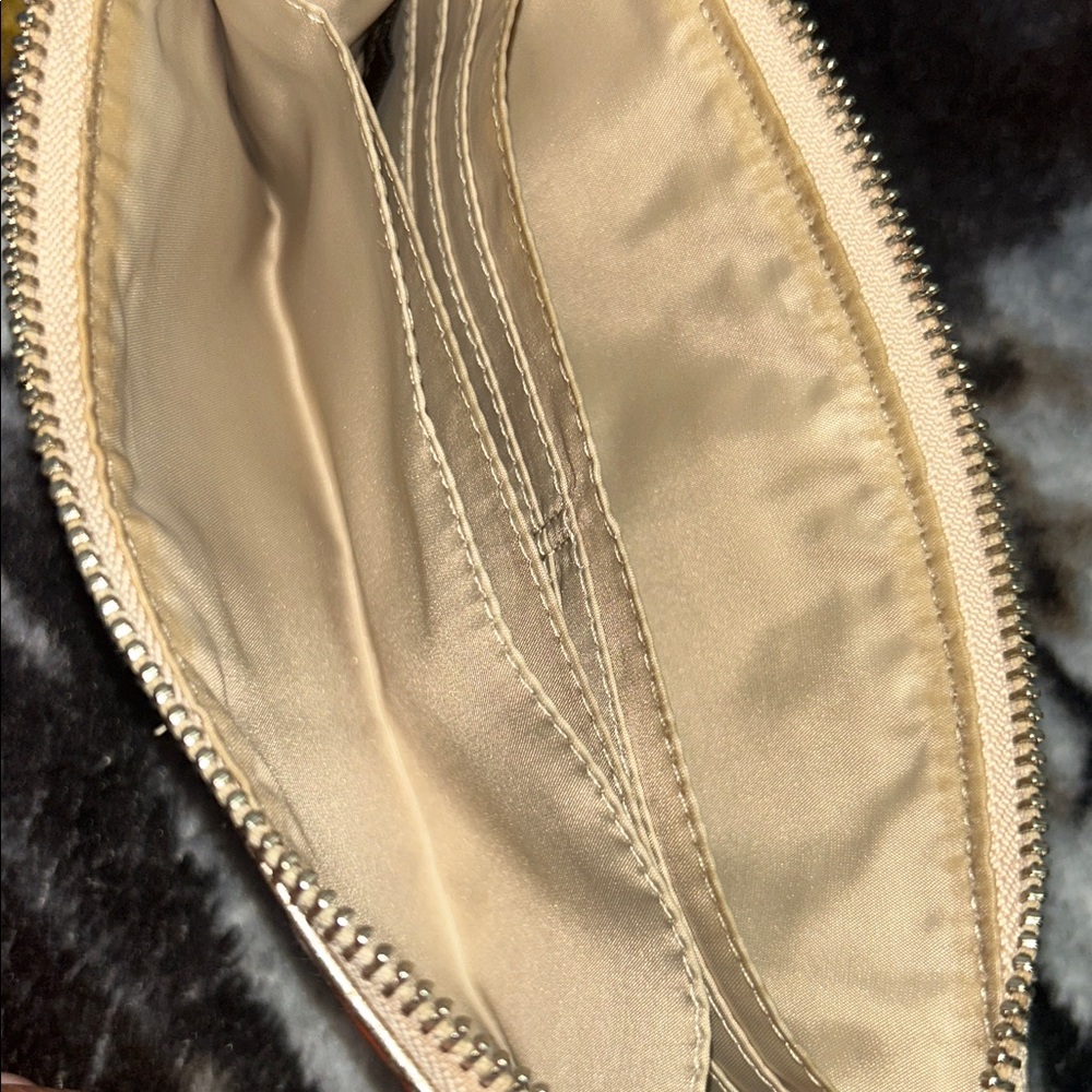 Coach Julia Legacy Stripe zippy wallet wristlet in sateen gold metallic leather. - Picture 8 of 11